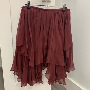 Chloé Burgundy Silk Mini Skirt